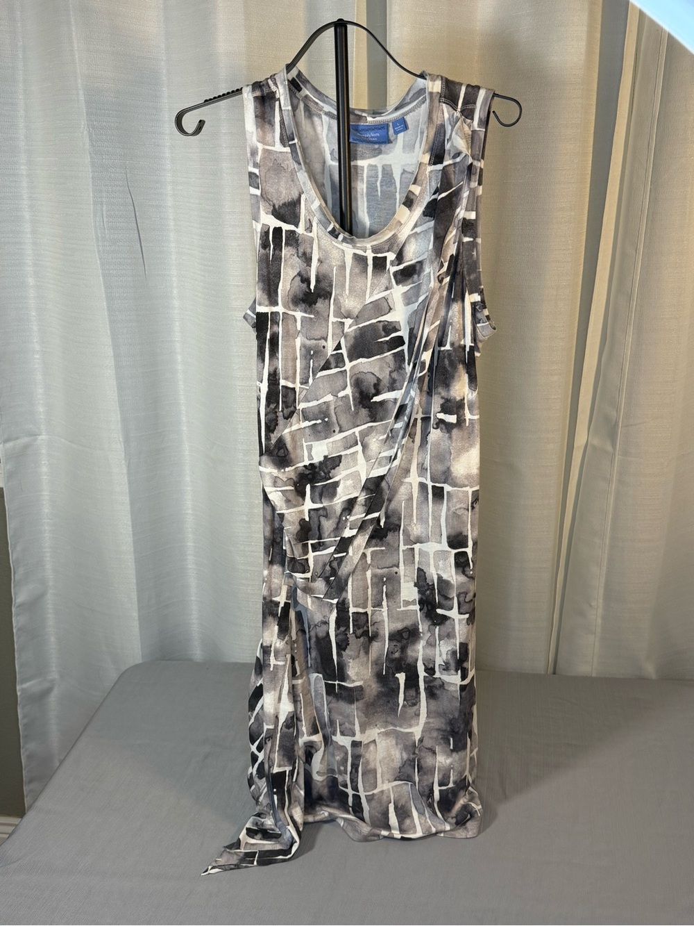 Simply Vera Vera Wang Black & White Abstract Maxi Dress with Drape